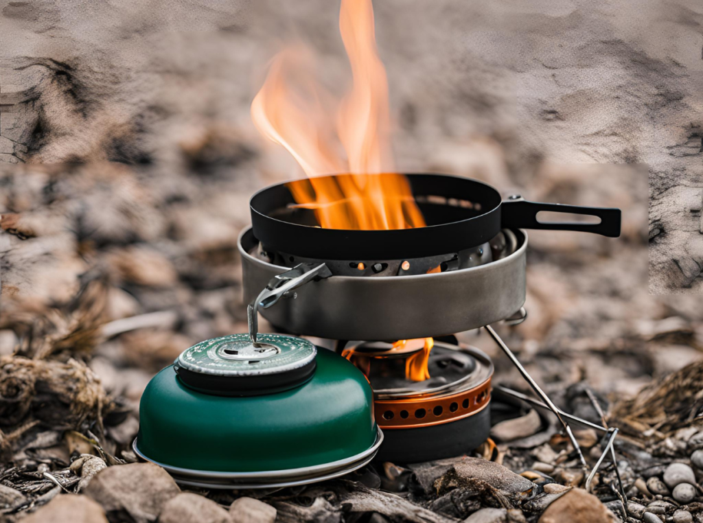 The Transformation of Solid Fuel Tablets: Echoes from the Past and Visions for the Future canister stove burning in the woods on leaves