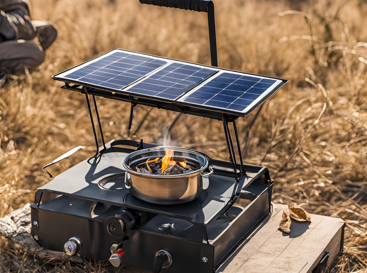 solar-powered stove that lit outdoors