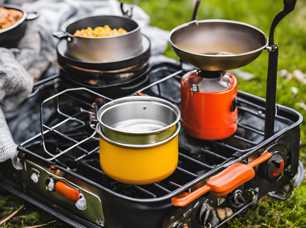 How Much Gas Do You Need for a Camping Stove? camping stove outside with food in it