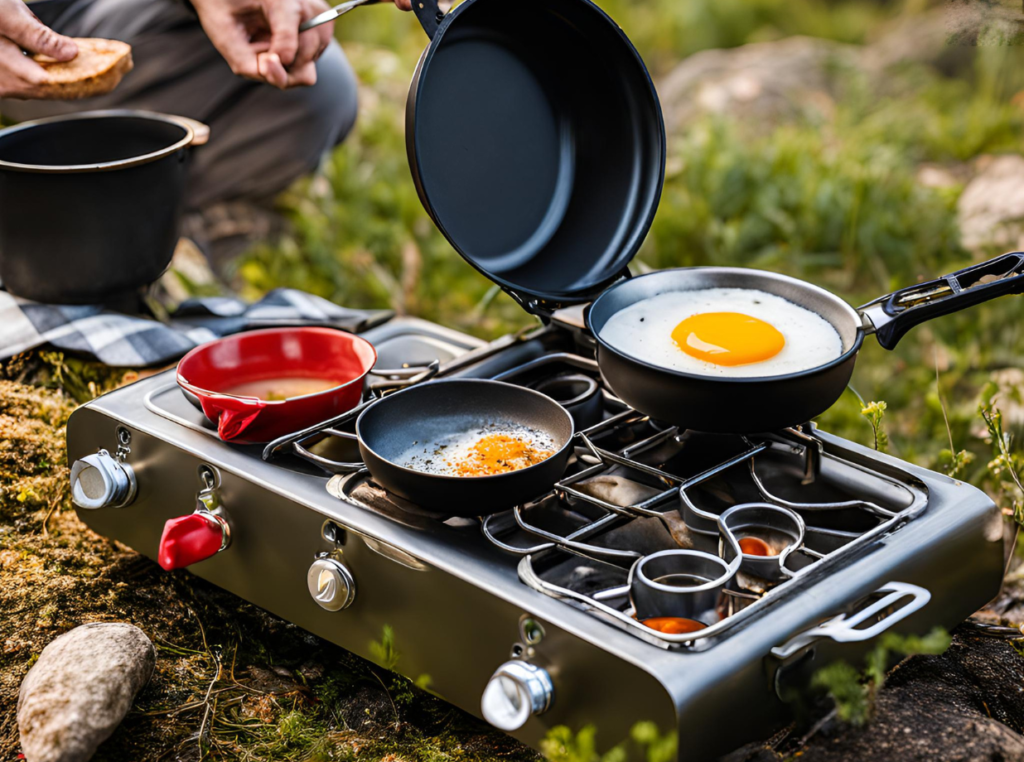 cooking breakfast outdoors