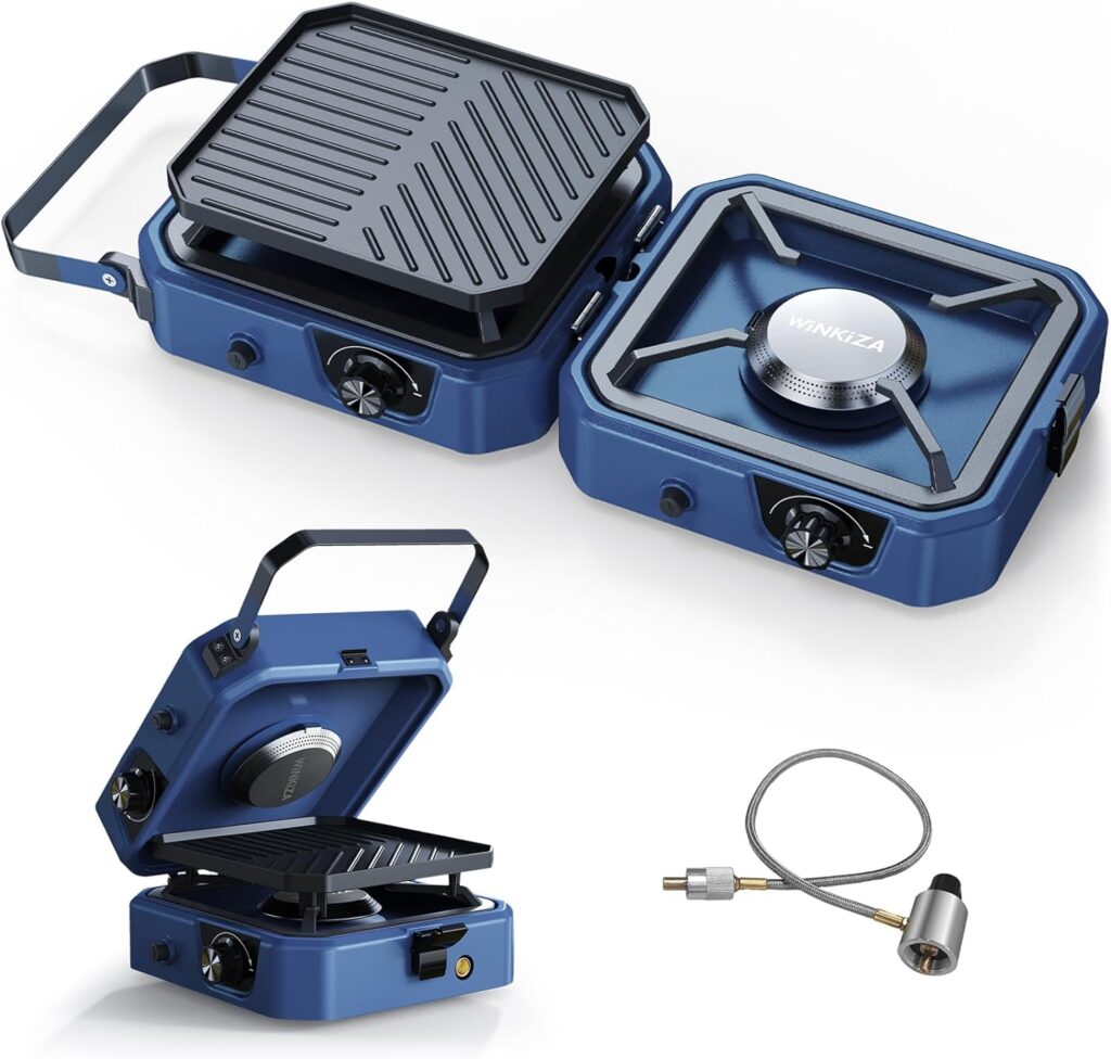 WINKIZA 2 Burner Foldable Camping Stove with Griddle