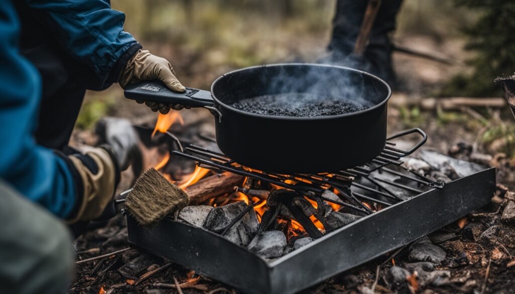 man sitting pot on fire