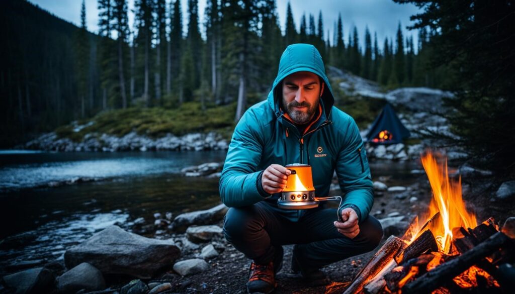 man cooking outside