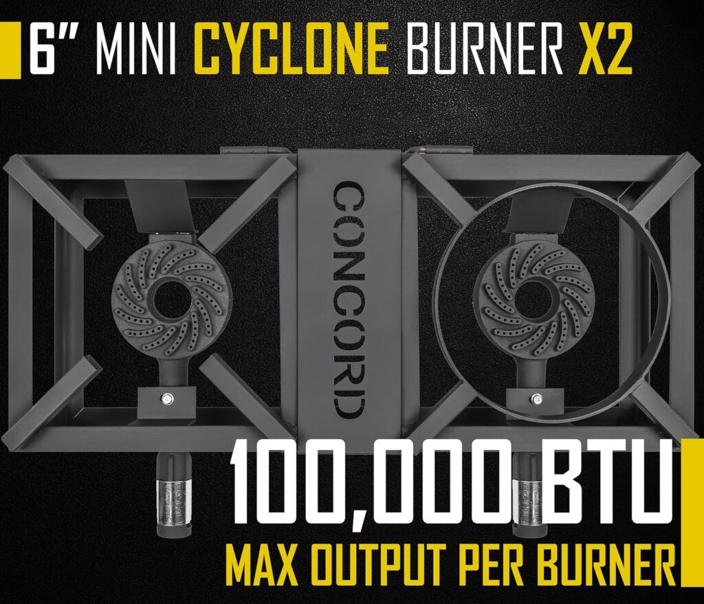 CONCORD THE BLOCK BURNER MAX Double Propane Outdoor Burner. 200,000 Total BTU. Wok Burner. Great for Home Brewing, Stir Frying, Camping, Tailgating, and More! CONCORD The Block Burner Max Output