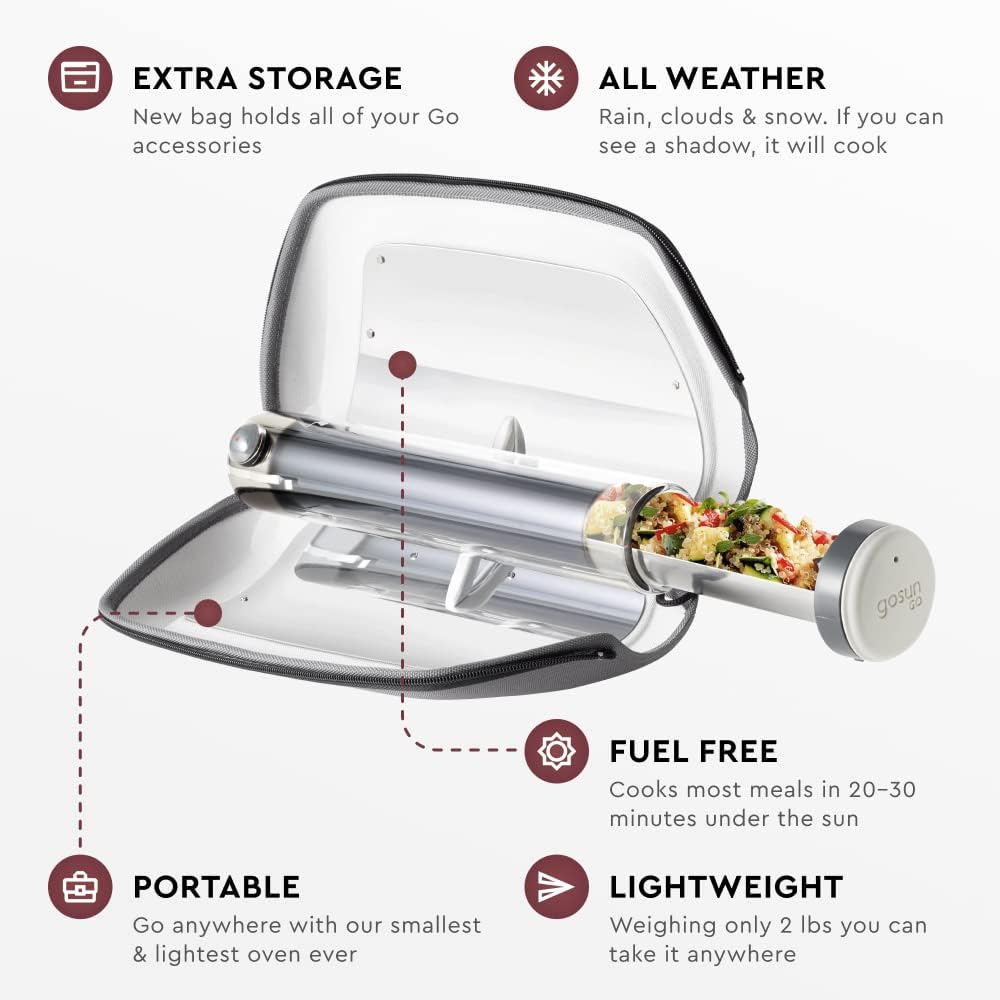 GOSUN Go Portable Camping Stove for 0.9 L Food | Effortless Outdoor Cooking with Fusion Solar Oven | Patented Solar Cooking Technology | Solar Oven Ideal for Hiking Camping | Silver GOSUN Go Portable Camping Stove for 0.9 L Food | Effortless Outdoor Cooking with Fusion Solar Oven | Patented Solar Cooking Technology | Solar Oven Ideal for Hiking Camping | Silver