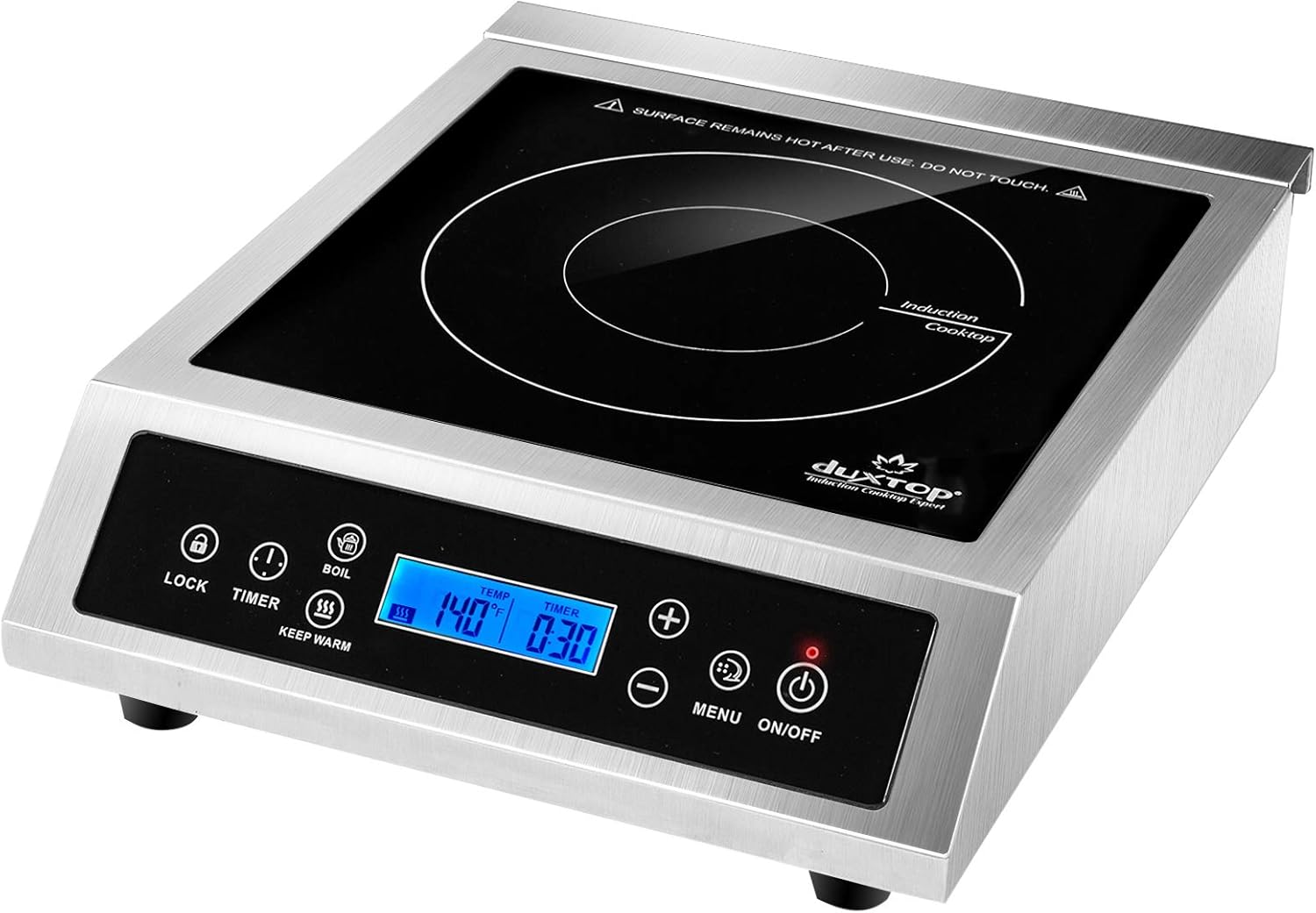 Duxtop Professional Portable Induction Cooktop, Commercial Range Countertop Burner, 1800 Watts Induction Burner with Sensor Touch and LCD Screen, P961LS/BT-C35-D, Silver/Black