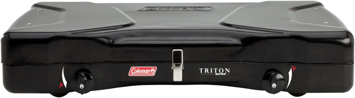 Coleman Triton 2-Burner Propane Camping Stove, Portable Camping Grill/Stove with Adjustable Burners, Wind Guards, Heavy-Duty Latch Handle, 22,000 Total BTUs of Power for Camping, Tailgating, BBQ Coleman Triton 2-Burner Propane Camping Stove, Portable Camping Grill/Stove with Adjustable Burners, Wind Guards, Heavy-Duty Latch Handle, 22,000 Total BTUs of Power for Camping, Tailgating, BBQ
