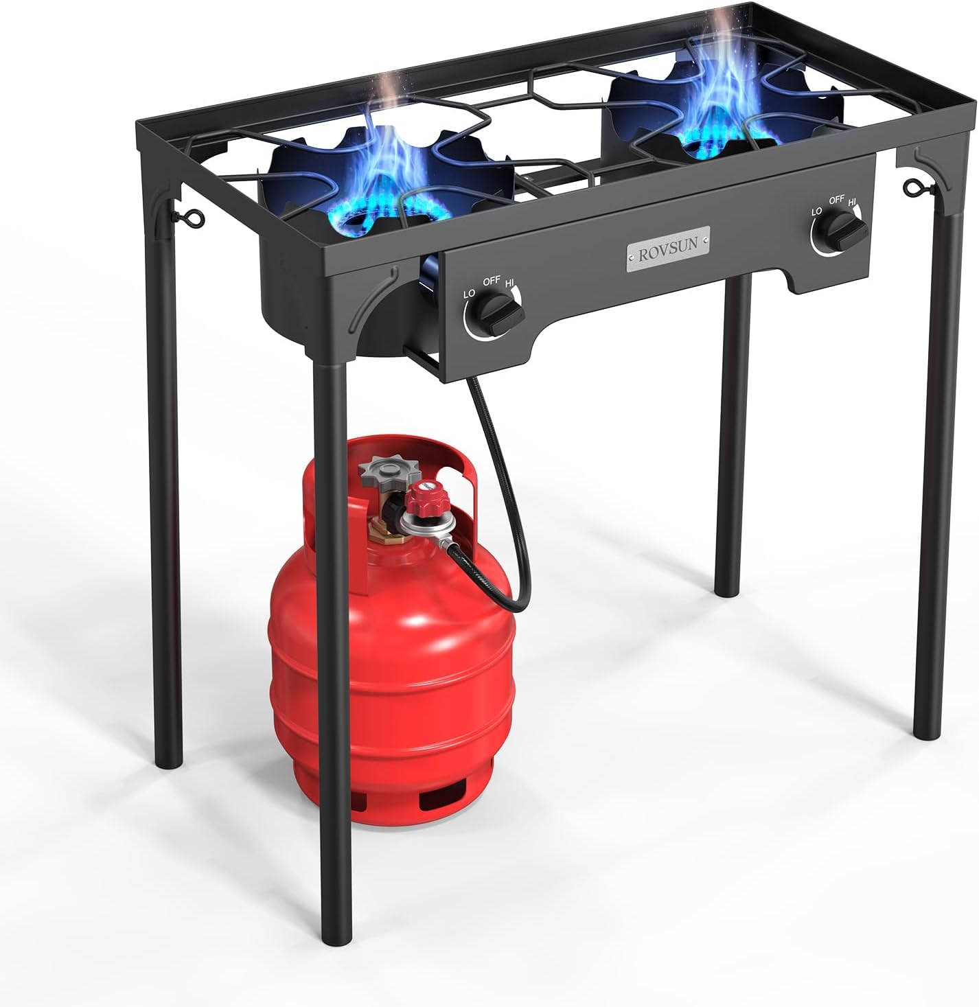 ROVSUN 2 Burner Outdoor Propane Gas Stove 150,000 BTU High Pressure Stand Cooker for Backyard Cooking Camping Home Brewing Canning Turkey Frying, 20 PSI Regulator ROVSUN 2 Burner Outdoor Propane Gas Stove 150,000 BTU High Pressure Stand Cooker for Backyard Cooking Camping Home Brewing Canning Turkey Frying, 20 PSI Regulator