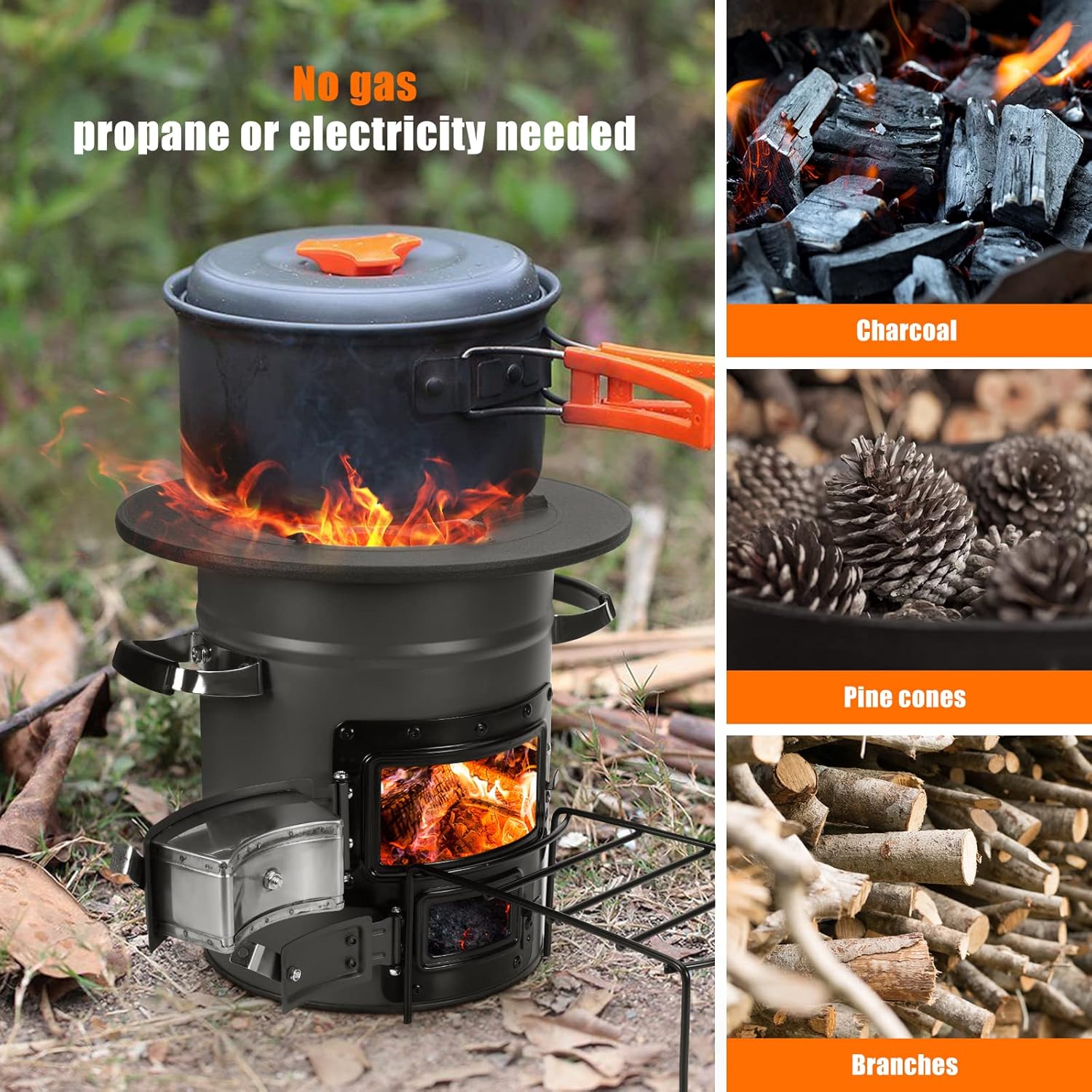 Anbull Rocket Stove Portable Wood Stove for Backpacking,Camping, Survival Camping Stove- No Batteries or Liquid Fuel Canisters Needed with Portable Carry Bag Anbull Rocket Stove Portable Wood Stove for Backpacking,Camping, Survival Camping Stove- No Batteries or Liquid Fuel Canisters Needed with Portable Carry Bag