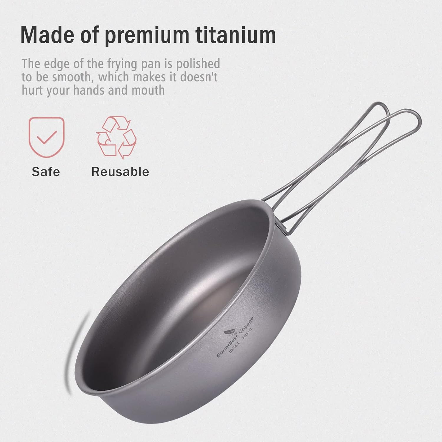 Boundless Voyage Titanium Frying Pan with Lid Portable Folding Handles Outdoor Camping Skillet Griddle Ultralight Cookware Hiking Backpacking Boundless Voyage Titanium Frying Pan with Lid Portable Folding Handles Outdoor Camping Skillet Griddle Ultralight Cookware Hiking Backpacking