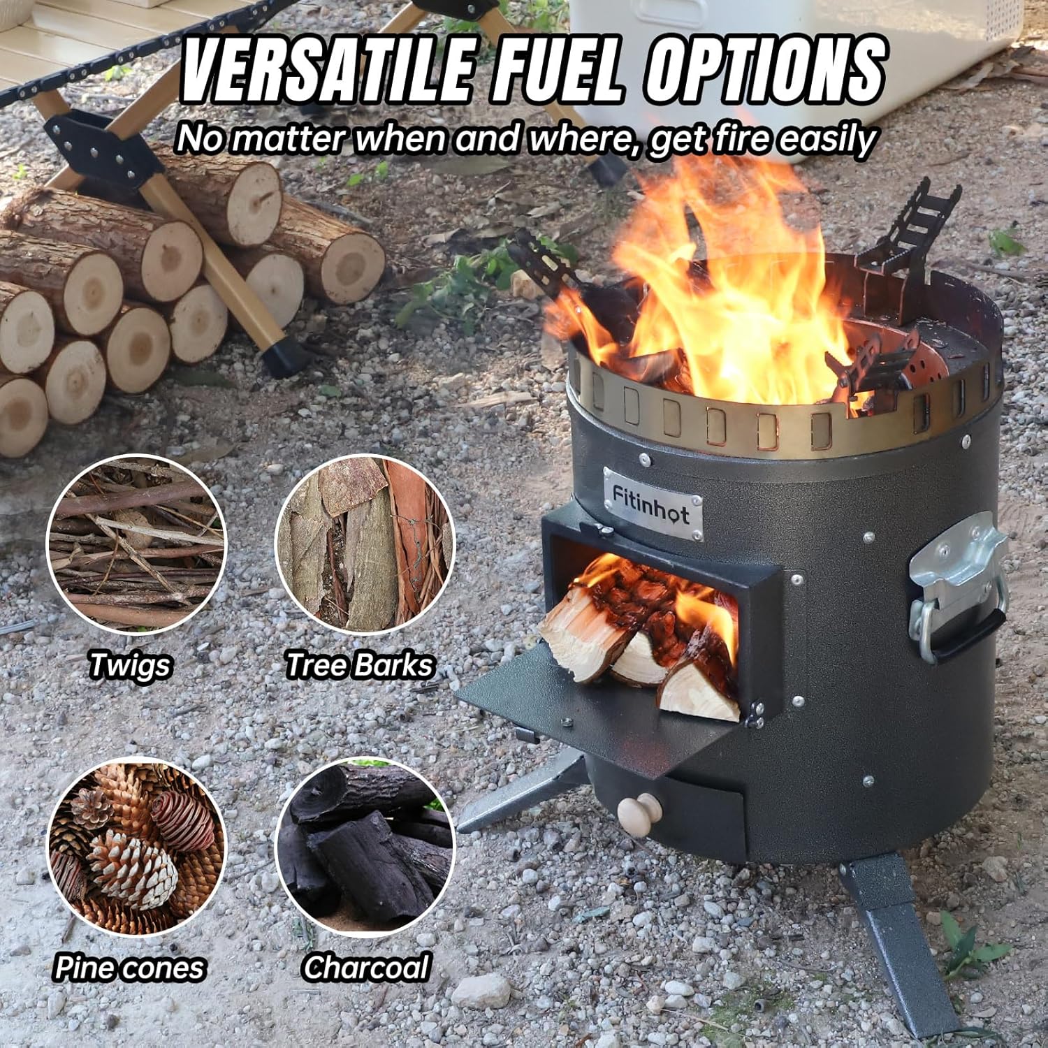 Fitinhot Rocket Stove Portable Camping Stove Wood Burning Stove for Emergency, Survival, RV, Outside Cooking Campfire Fitinhot Rocket Stove Portable Camping Stove Wood Burning Stove for Emergency, Survival, RV, Outside Cooking Campfire
