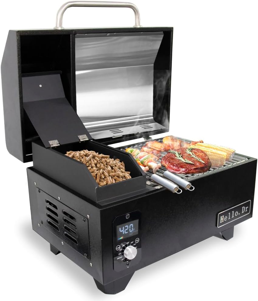 Portable Wood Pellet Grill Smoker,Table Top Electric Smoker 8 in 1 for RV Camping Tailgating RV Cooking BBQ, Outdoor Grills Smokers Intelligent Temperature Control,Black Portable Wood Pellet Grill Smoker,Table Top Electric Smoker 8 in 1 for RV Camping Tailgating RV Cooking BBQ, Outdoor Grills Smokers Intelligent Temperature Control,Black